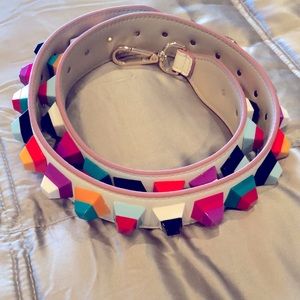 Leather Purse Strap with colorful pyramids